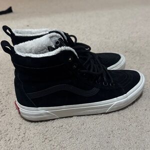 Vans Black and White High-Top Shoes